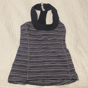lululemon athletica Navy and Gray Striped Tank Top